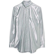Load image into Gallery viewer, Super silver lamé button-down shirt Men Clothing Hope 46 
