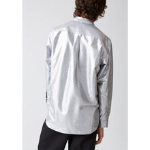 Load image into Gallery viewer, Super silver lamé button-down shirt Men Clothing Hope 
