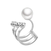 Load image into Gallery viewer, Three crystals and pearl open ring Women Jewellery Joomi Lim 
