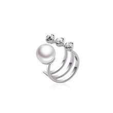 Load image into Gallery viewer, Three crystals and pearl open ring Women Jewellery Joomi Lim Silver 
