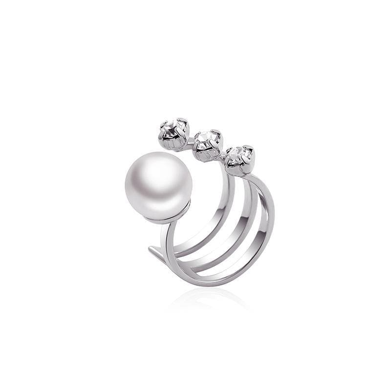 Three crystals and pearl open ring Women Jewellery Joomi Lim Silver 