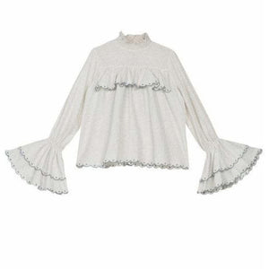 Victorian lace flounce ruffled blouse Women Clothing ByTiMo XS 