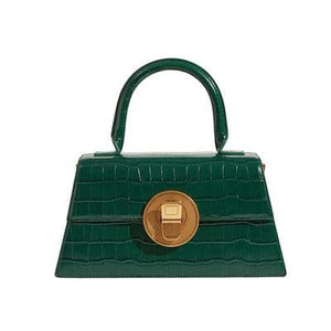 Vintage small croc-effect leather tote bag Women bag PECO Green 
