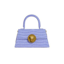Load image into Gallery viewer, Vintage small croc-effect leather tote bag Women bag PECO Lavender 
