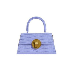 Vintage small croc-effect leather tote bag Women bag PECO Lavender 
