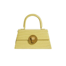 Load image into Gallery viewer, Vintage small croc-effect leather tote bag Women bag PECO Mustard 
