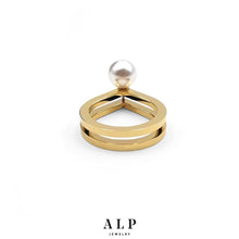 將圖片載入圖庫檢視器 ZERO 14-karats gold and pearl double ring Women Jewellery ALP Jewelry 
